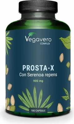 Produktbild von Vegavero Prosta-X Complex | 180 Kapseln | Sägepalme, Kürbiskern, Brennnessel, Epilobium | vegan