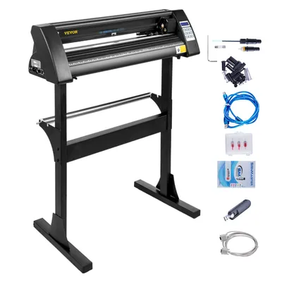 Immagine prodotto di Taglierina per vinile VEVOR, macchina per il taglio del vinile da 28 pollici, alimentazione carta da 720 mm, plotter da taglio per vinile con robusto supporto da pavimento per il taglio della carta, nero