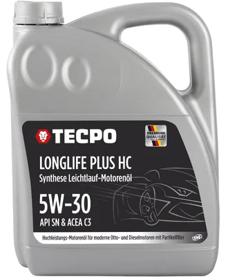 Produktbild von TECPO Motoröl 5 Liter 5W-30 LONGLIFE Plus HC Synthese passend für ACEA C3 / API SN / 504 / 507 / 229.31 / 229.51 / LL-04 / C30