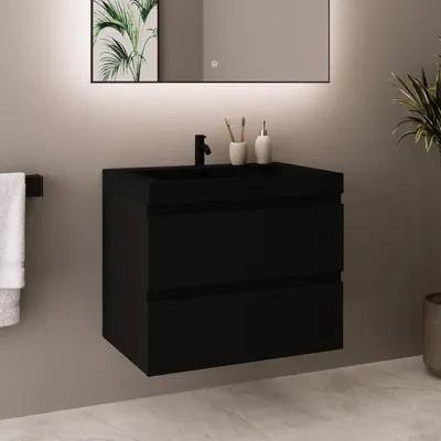 Produktbild von LOMAZOO Badezimmermöbel - Schwarzes Eichenholz - Badmöbel - 60cm