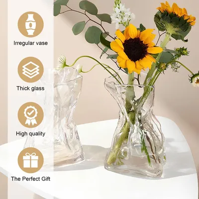 Produktbild von Solidchoice – Set aus 2 modernen Glasvasen für Blumen, 16 cm