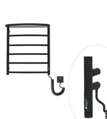 Zdjęcie produktu dla Grzejnik łazienkowy elektryczny z półką czarny mat Cascade with Shelf 6 127W 61x53 cm energooszczędny