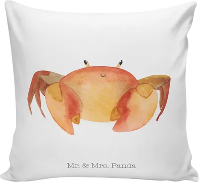 Produktbild von Mr. & Mrs. Panda Sofa Kissen Sternzeichen Krebs - Weiß - Geschenk, Meerestier, für, Couchkissen, Meer, Krabbe, Deko, Krebse, Kuschel, Geburtstag Juni, bedruckt