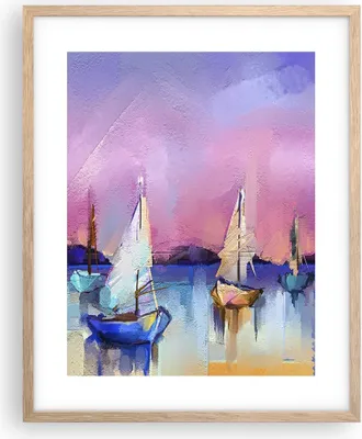 Produktbild von Gerahmtes Poster - Rahmen in heller Eiche - Segelboot See - 40x50 cm - Wand Bild - Wanddeko - Wandbilder - Kunstposter - Wandposter - Bilderrahmen - Bilder - Kunstdruck - Wandbild - P2NPA40x50-4099