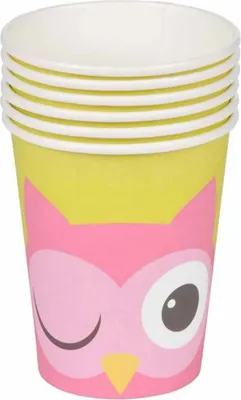 Image de Set de 6 gobelets en papier Jolie chouette