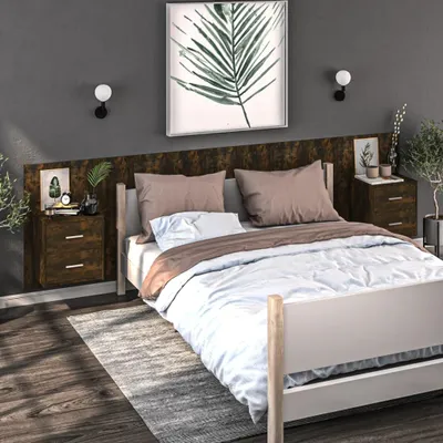 Immagine prodotto di vidaXL Comodini da parete, set da 2 pezzi, rovere affumicato