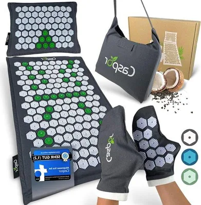 Produktbild von Famanu Akupressurmatte mit Kissen und Tasche - 100% Leinen, Kokosfasern, Buchweizenschalen