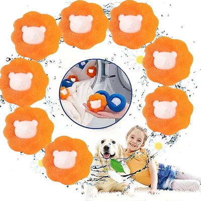 Productafbeelding van Wasmachine-vachtverwijderaars, 8 herbruikbare pluizenballen van 5 cm, voor het verwijderen van dierenharen van kleding