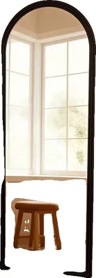 Image de Miroir intégral, cadre en bois massif, usage multiple, noir, 160x50cm
