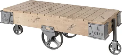 Image de MASSIVMOEBEL24 | Table basse 120x60 Manguier laqué blanchi RAILWAY #360