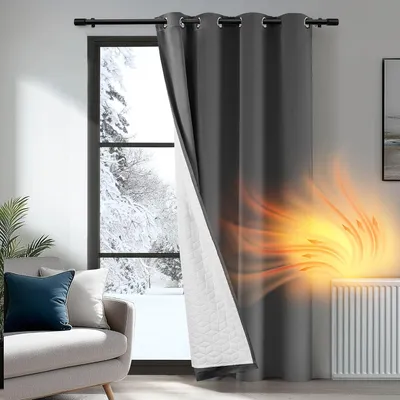 Image de Rideau thermique isolant - 132 x 214 cm (largeur x hauteur) - Rideau 100% occultant avec doublure