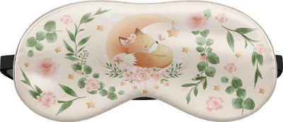 Produktbild von Schlafmaske Reise Relax Augen Abdeckung Bett Emoji Nickerchen Augenbinde Schlafender Fuchs mit Blumen und Sternen