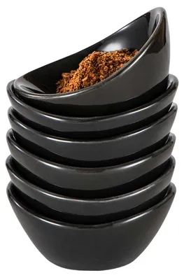 6er Set Keramik-Dip-Schalen 8,5 cm Schwarz