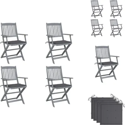Produktbild von vidaXL Klappbare Gartenstühle 4 Stk. mit Sitzkissen Massivholz Akazie -  Gartenstühle