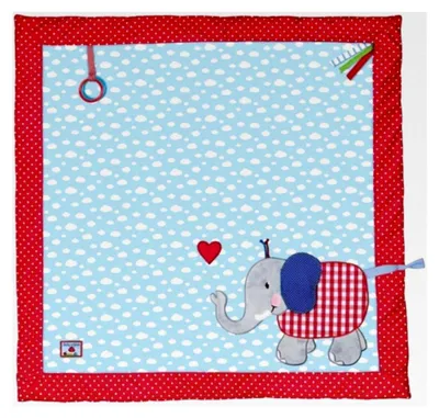 Produktbild von Krabbeldecke Elefant, hellblau/rot