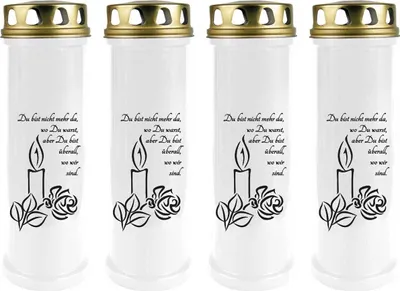 Image de Bougie funéraire - Pack de 4 - Blanc 100h ( couvercle or ) - Bougie