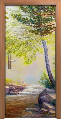 Produktbild von Türposter 90x200 cm Türaufkleber Türtapete Türfolie Klebefolie Foto Malerei Landschaft Wald Baum