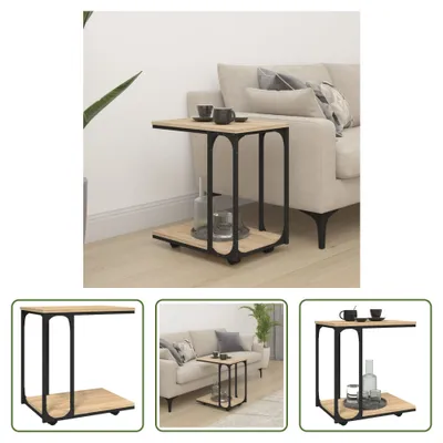 Produktbild von The Living Store Beistelltisch mit Rollen Sonoma 50x35x55,5 cm Holzwerkstoff