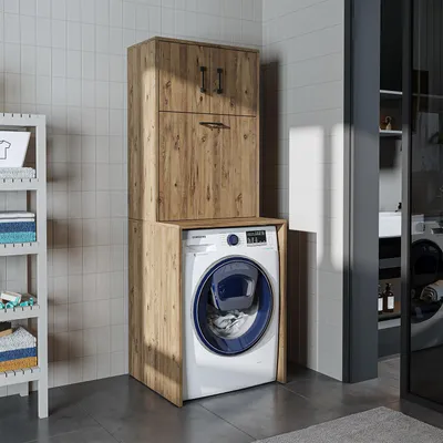Produktbild von Roomart LUNA Waschmaschinen-Überbauschrank 65 cm breit, Eiche