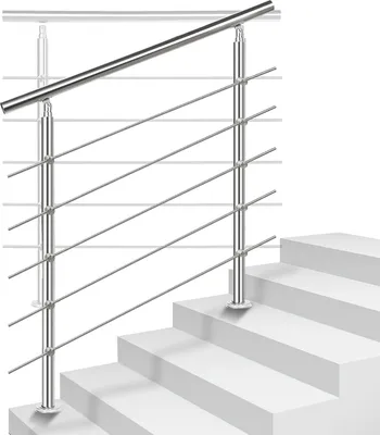 Obrázek produktu pro Jopassy schodišťové zábradlí 150 cm 5 příčných vzpěr Nerezové zábradlí a madla Balkonové zábradlí Instalace schodů Balkonové zábradlí Snadná údržba vnitřního a venkovního zábradlí