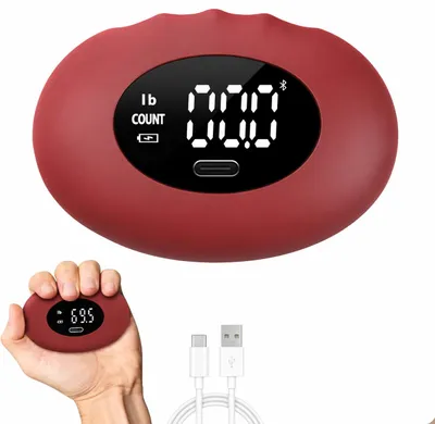 Produktbild von INF Wiederaufladbares Handdynamometer - Digitaler Griffkraftmesser bis 180kg Weinrot