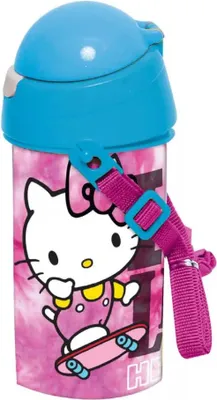 Produktbild von Hello Kitty Kinder Wasserflasche Flasche mit Trinkhalm Gurt 500 ml