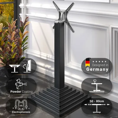 Produktbild von PYRAMIDE | Bistro Stehtischgestell | Schwarz | B:T 45 x 45 cm | Säule: 8 x 109 cm | Klappbar | Gastro Stehtischgestell, Stehtischgestell klappbar