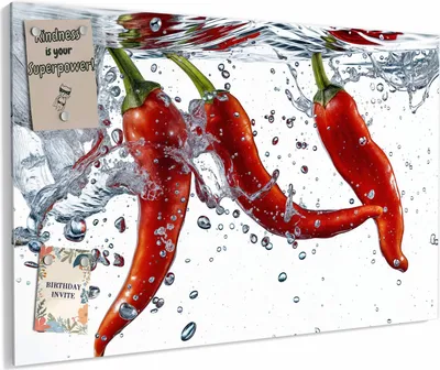 Produktbild von Magnettafel 60x40cm magnetisch & beschreibbar Metall-Board - Chilis im Wasser