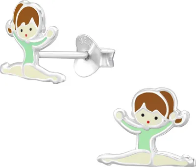 Produktbild von Monkimau Turnerin Kinder Ohrringe | 925 Silber | Mädchen Ohrstecker Schmuck | Hypoallergen & | Kinderohrringe Geschenkidee