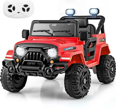 Produktbild von COSTWAY 12V Elektroauto Kinder, Elektro Kinderauto mit 2,4G Fernsteuerung, LED-Leuchten, Musik und Hupe, Jeep Auto für Kinder ab 3 Jahren (Rot)