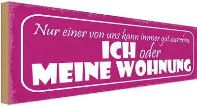 Produktbild von vianmo Holzschild 10x27 cm ich oder meine Wohnung gut Spruch Zitat
