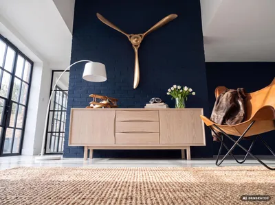 Image de Hélice décorative FineBuy 85 x 85 cm, métal doré, hélice d'avion murale, décoration d'intérieur, grande figurine en aluminium, décoration murale, décoration pour la maison XXL, Image générée par une IA