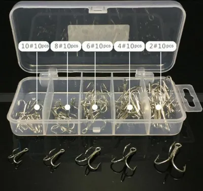 Produktbild von 50Pcs Typ 2/4/6/8/10 Geschärftes Angelhaken-Angelgerät mit Kunststoffbox