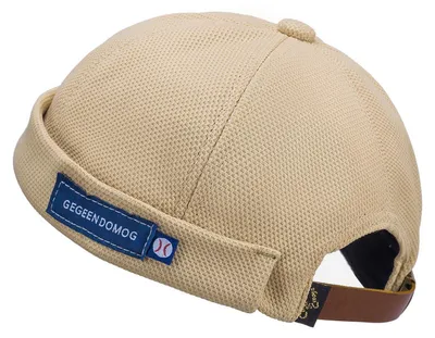 Obrázek produktu pro Pánská/dámská čepice Docker, nastavitelná, bez kšiltu, námořnický styl, barva khaki, obvod 54-60 cm, materiál: bavlna