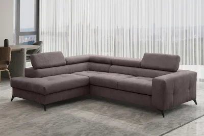 Produktbild von Kaiser Möbel Ecksofa mit schlaffunktion und bettkasten, Sofa L-form, Couch L-form Arcadi Dicker Cord Braun Links