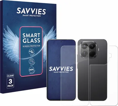 Produktbild von 3x Savvies Schutzglas Folie für Xiaomi 15T Pro (Display+Rückseite) 9H Panzer Schutzfolie Glas Displayschutz klar transparent
