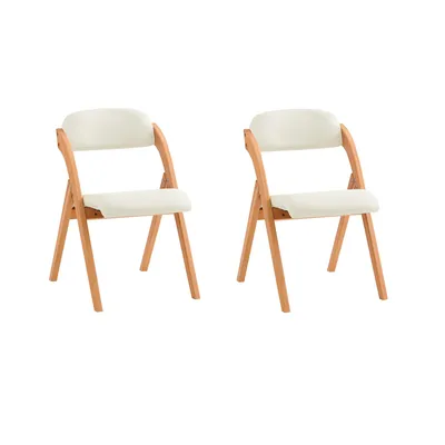 Zdjęcie produktu dla SoBuy Krzesło Składane Drewniane Tapicerowane Zestaw 2 Ergonomiczne Krzesło Kuchenne Krzesło Jadalniane Składane Oszczędność Miejsca Gotowe Do Kuchni Balkonu Biura FST92-Wx2