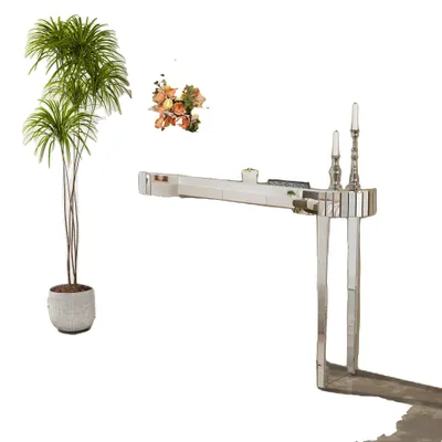 Image de Console miroir, coiffeuse, bureau pour le bureau à domicile, argenté