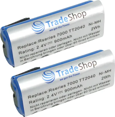 Produktbild von 2x Hochleistungs AKKU 900mAh/2,4V/2Wh für Philips Bodygroom Series 7000 TT2040/32 TT2030 TT2029 BG2024/32 BG2026/32 BG2036/32 R36#92 R45#54 TT2036 TT2040 BG2040/34 BG2040/34Trim and shave