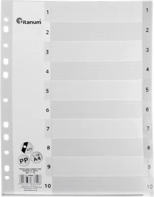 Image de Intercalaires A4 1-10 en polypropylène