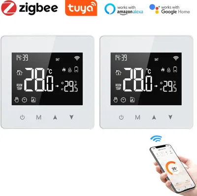 Produktbild von 2X Tuya ZigBee Smart Thermostat 3A Wasser-/Gaskessel Raumthermostat, APP-Steuerung, Home/Alexa Sprachsteuerung, Wöchentlich programmierbar