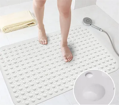 Produktbild von Badewanneneinlage mit Saugnäpfen Duschvorleger rutschfeste Duschmatte Naturkautschuk 0.7cm Weiß 58x88cm