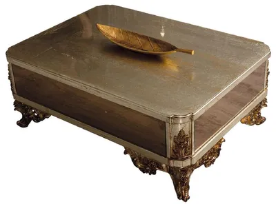 Image de Casa Padrino Luxe Table basse baroque antique argent / cuivre / or - Table de salon baroque miroir - Meubles de salon de style baroque - Meubles baroques - Meubles de luxe de style baroque