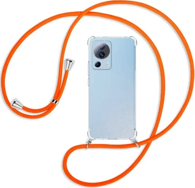 Produktbild von Handykette Backcover-Schutzhülle mit Band (Metall silberfarben) für Xiaomi Civi 2, Xiaomi 12 Lite NE - neonorange