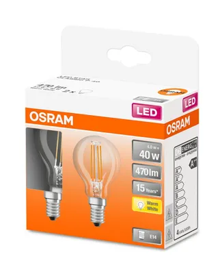 Produktbild von Osram ST CLAS P 40 CL 4 W/2700K E14 2PACK LED-Tropfen, Sockel E14, 4 Watt, Warmweiß, 2700 K,