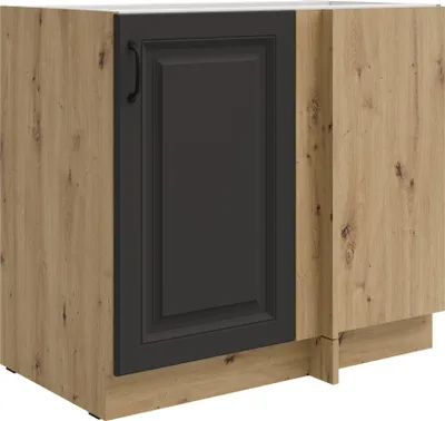 Produktbild von Eckunterschrank 105cm Stilo Grau Eiche Artisan Küchenzeile Küchenblock Küche