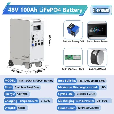 Image de Station d'alimentation portable 5000W - Batterie LiFePO4 5120 Wh - Prise européenne - Pour l'alimentation électrique à domicile