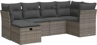 Immagine prodotto di vidaXL Set di divani da giardino a 6 pezzi con cuscini in rattan grigio