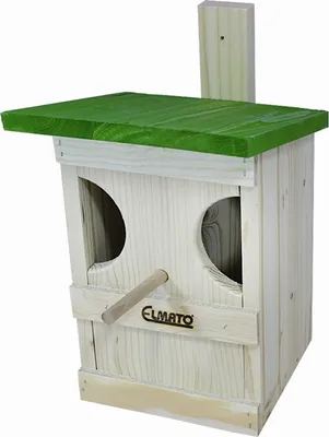 Produktbild von Elmato 10181 Nistkasten Nisthilfe Nistplatz Brutkasten Rotkehlchen Massivholz, 45mm Loch, Frontöffnung, 18x18x30cm