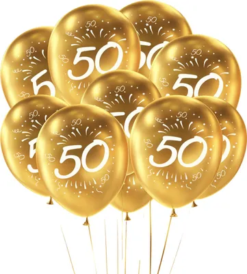 Produktbild von Oblique Unique 10x Luftballons Zahl 50 Geburtstag Jubiläum Goldene Hochzeit Party Ballons - gold
